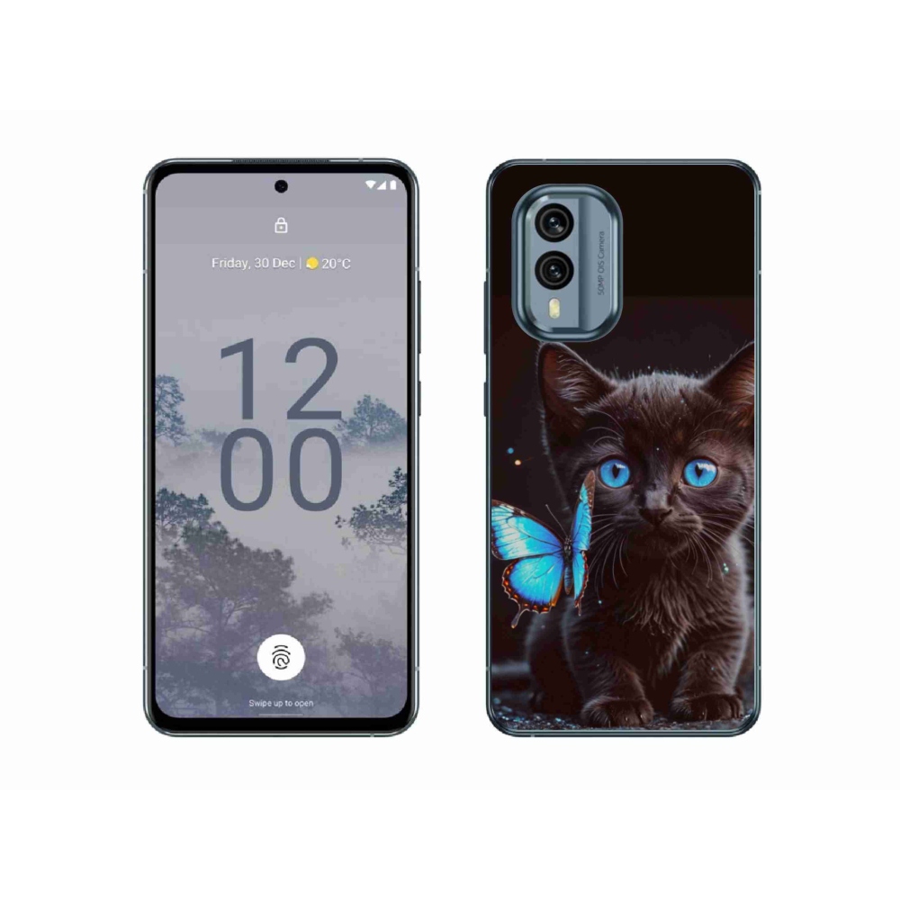 Gelový kryt mmCase na Nokia X30 5G - černé kotě 3