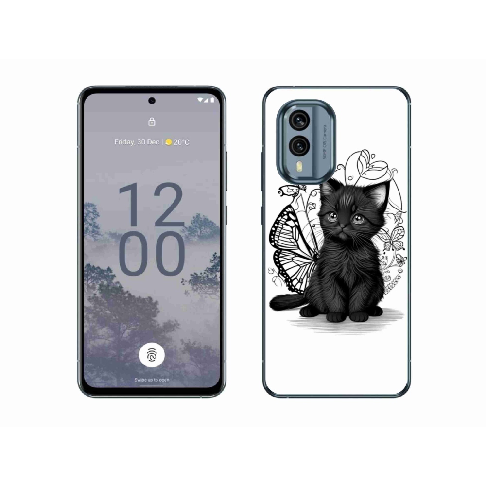 Gelový kryt mmCase na Nokia X30 5G - černé kotě