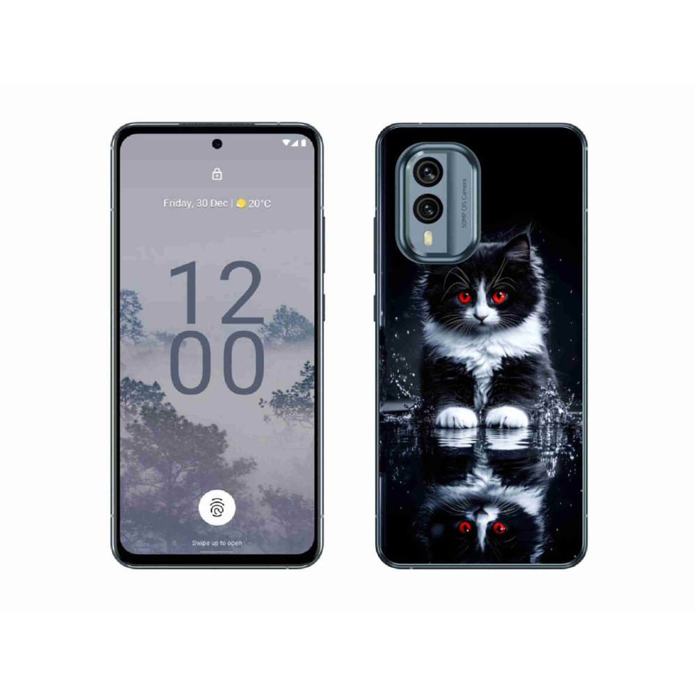 Gelový kryt mmCase na Nokia X30 5G - černobílé kotě