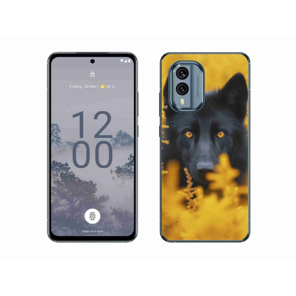 Gelový kryt mmCase na Nokia X30 5G - černý vlk 2