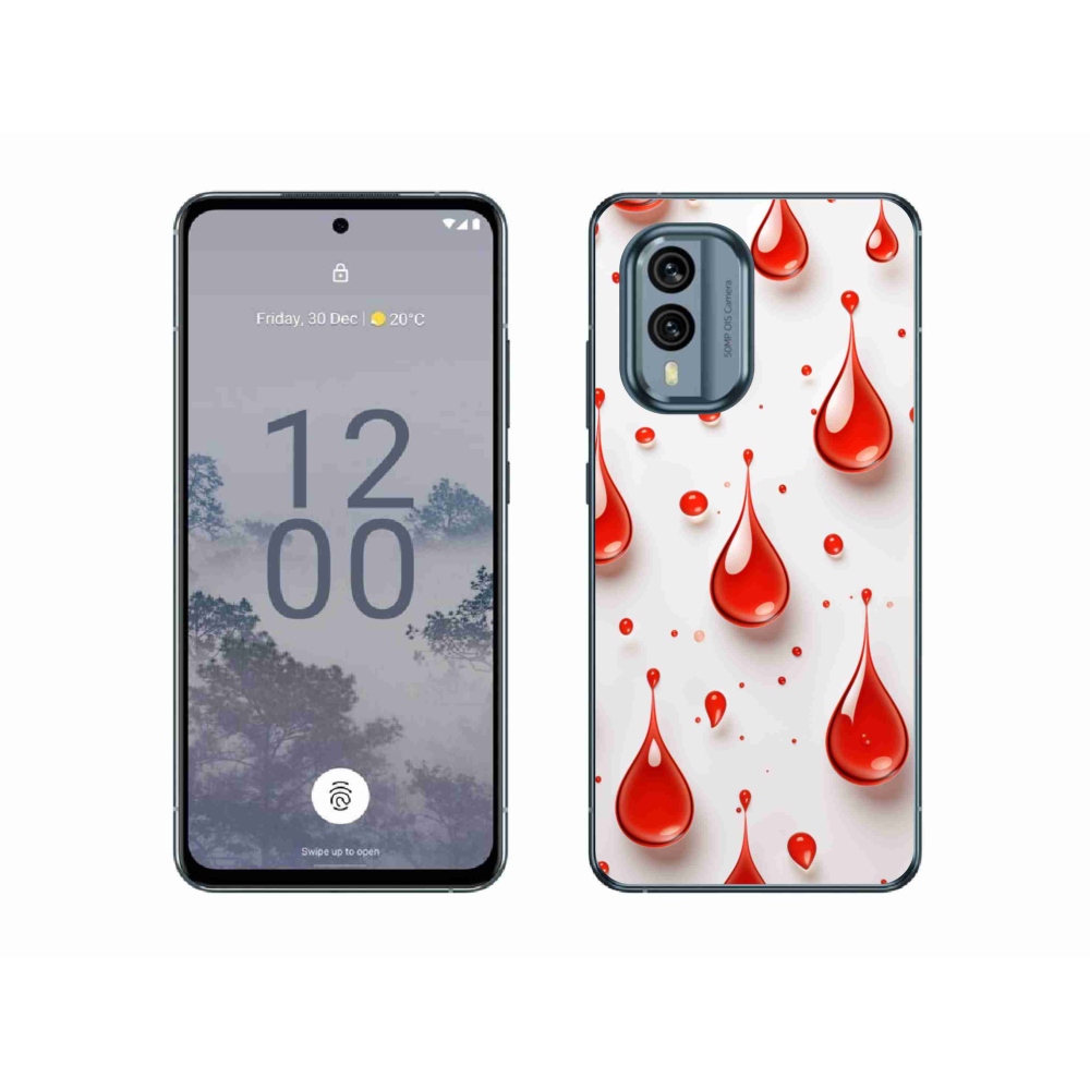 Gelový kryt mmCase na Nokia X30 5G - červené kapky