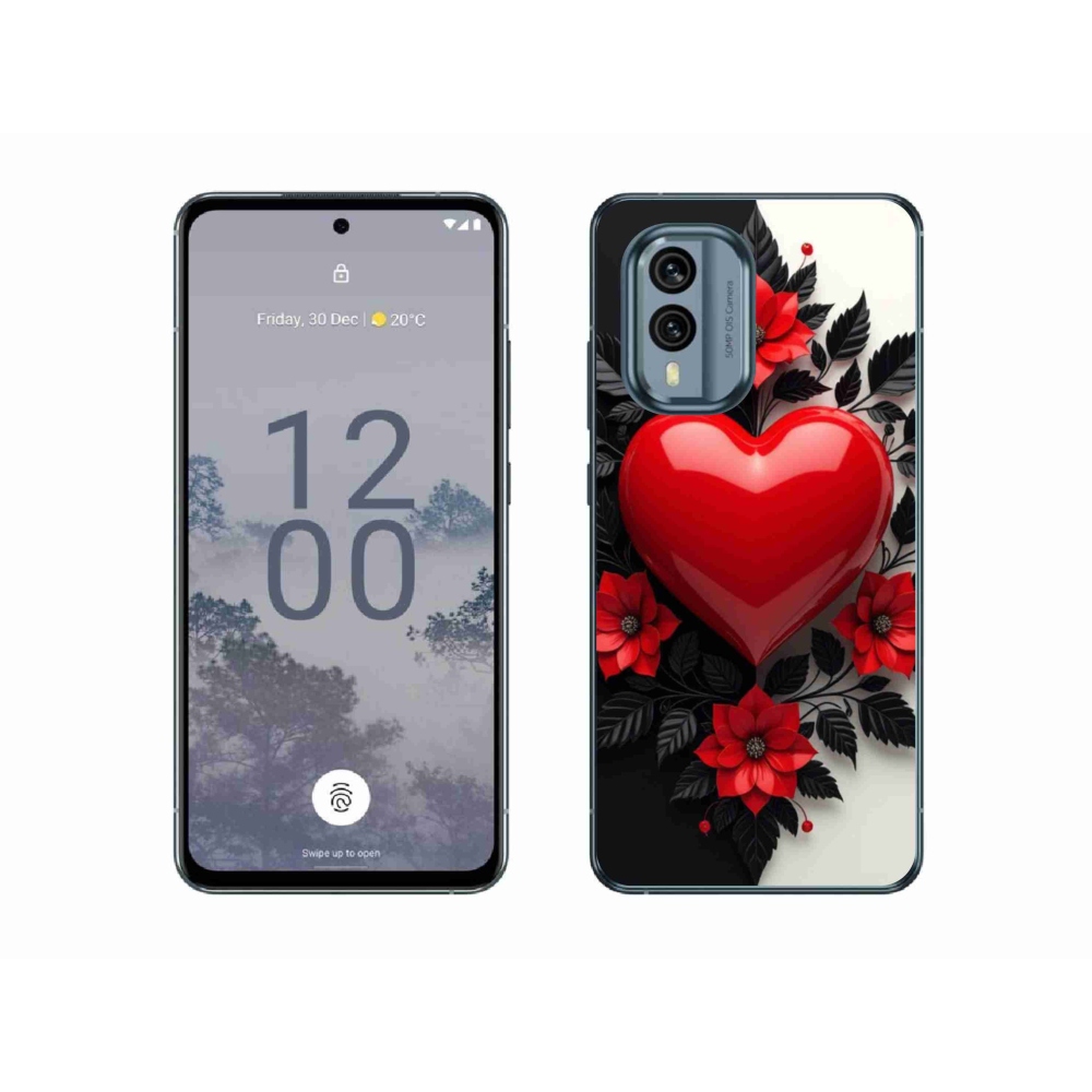 Gelový kryt mmCase na Nokia X30 5G - červené srdce