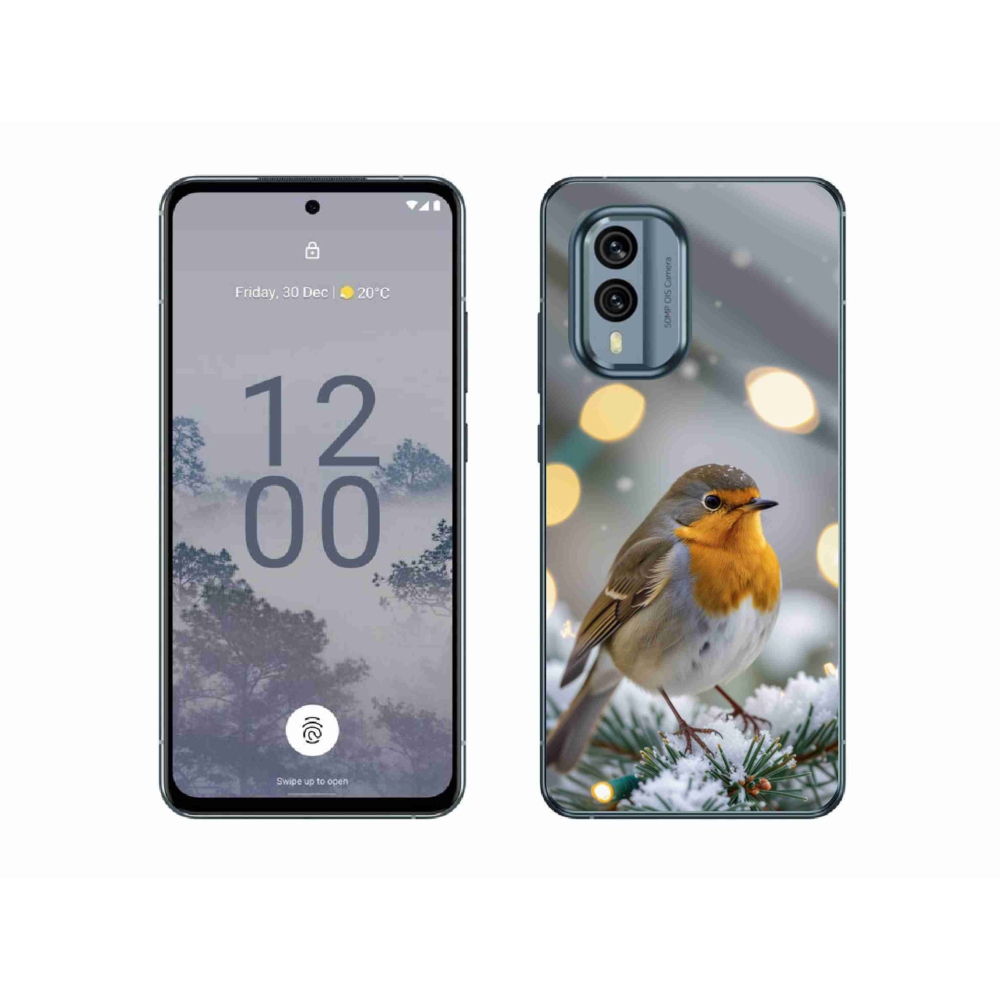 Gelový kryt mmCase na Nokia X30 5G - červenka v zimě