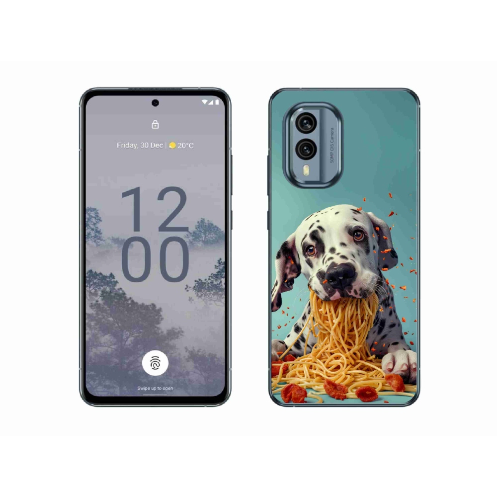 Gelový kryt mmCase na Nokia X30 5G - dalmatin a špagety