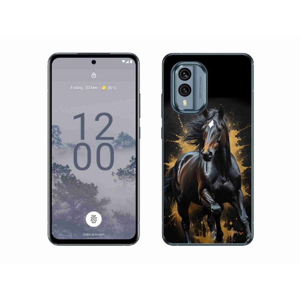 Gelový kryt mmCase na Nokia X30 5G - elegantní černý hřebec