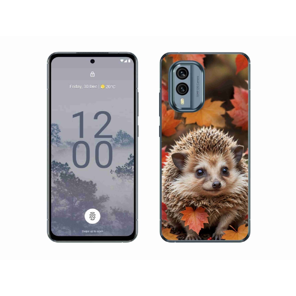 Gelový kryt mmCase na Nokia X30 5G - ježek v listí