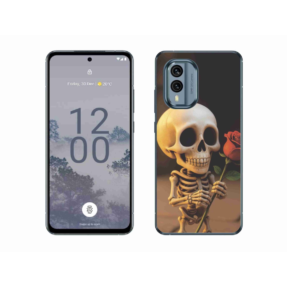 Gelový kryt mmCase na Nokia X30 5G - kostlivec s růží