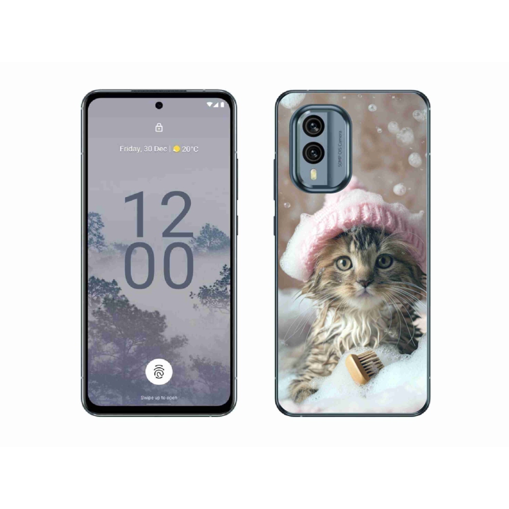 Gelový kryt mmCase na Nokia X30 5G - kotě a koupel