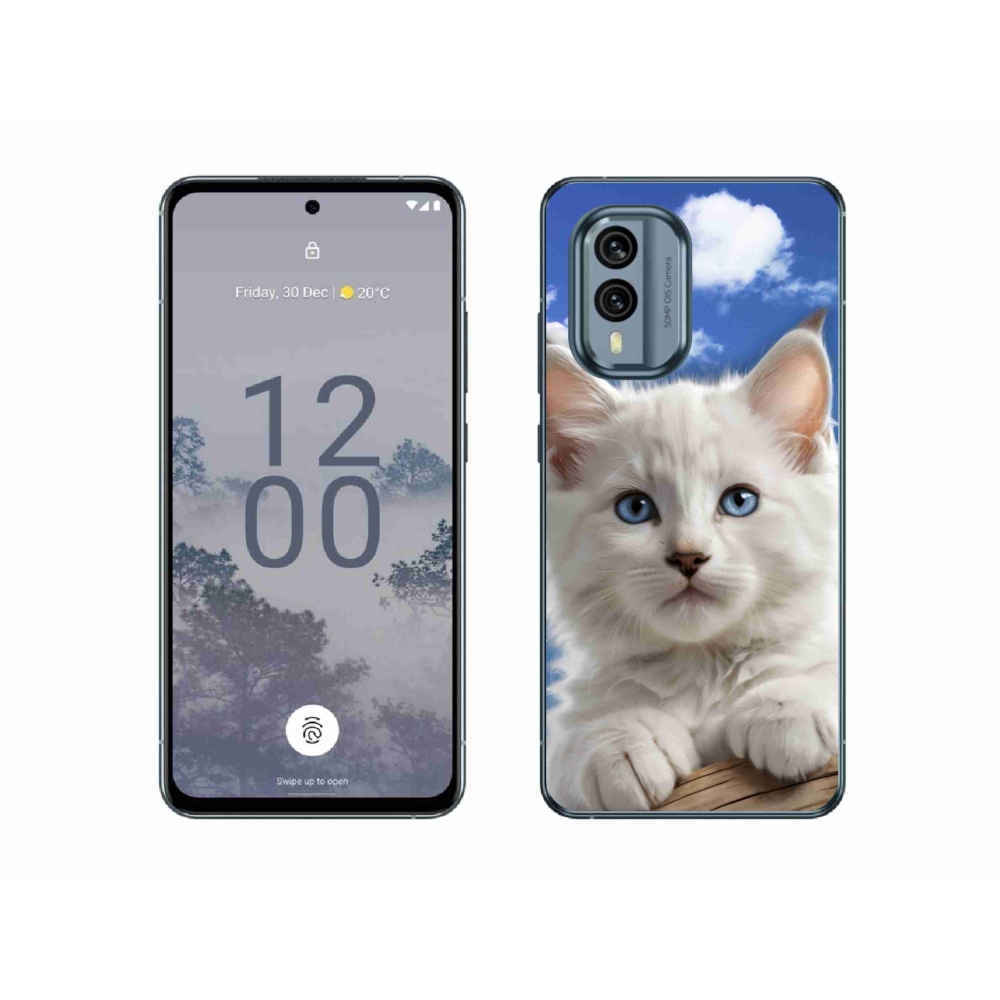 Gelový kryt mmCase na Nokia X30 5G - kotě a oblaka