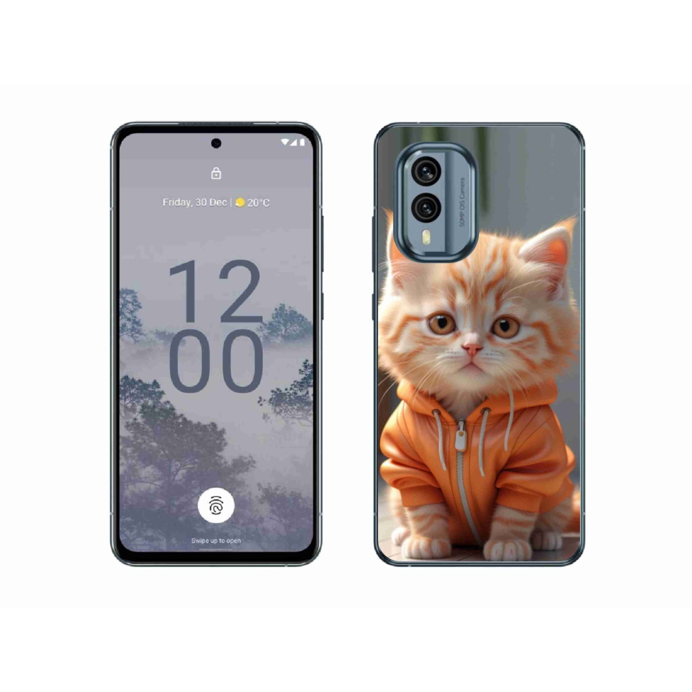Gelový kryt mmCase na Nokia X30 5G - kotě v mikině