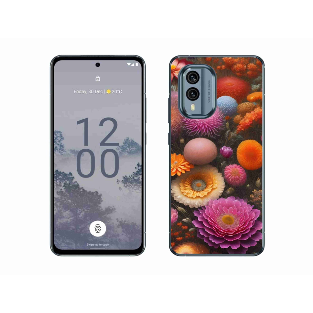 Gelový kryt mmCase na Nokia X30 5G - květinová kompozice