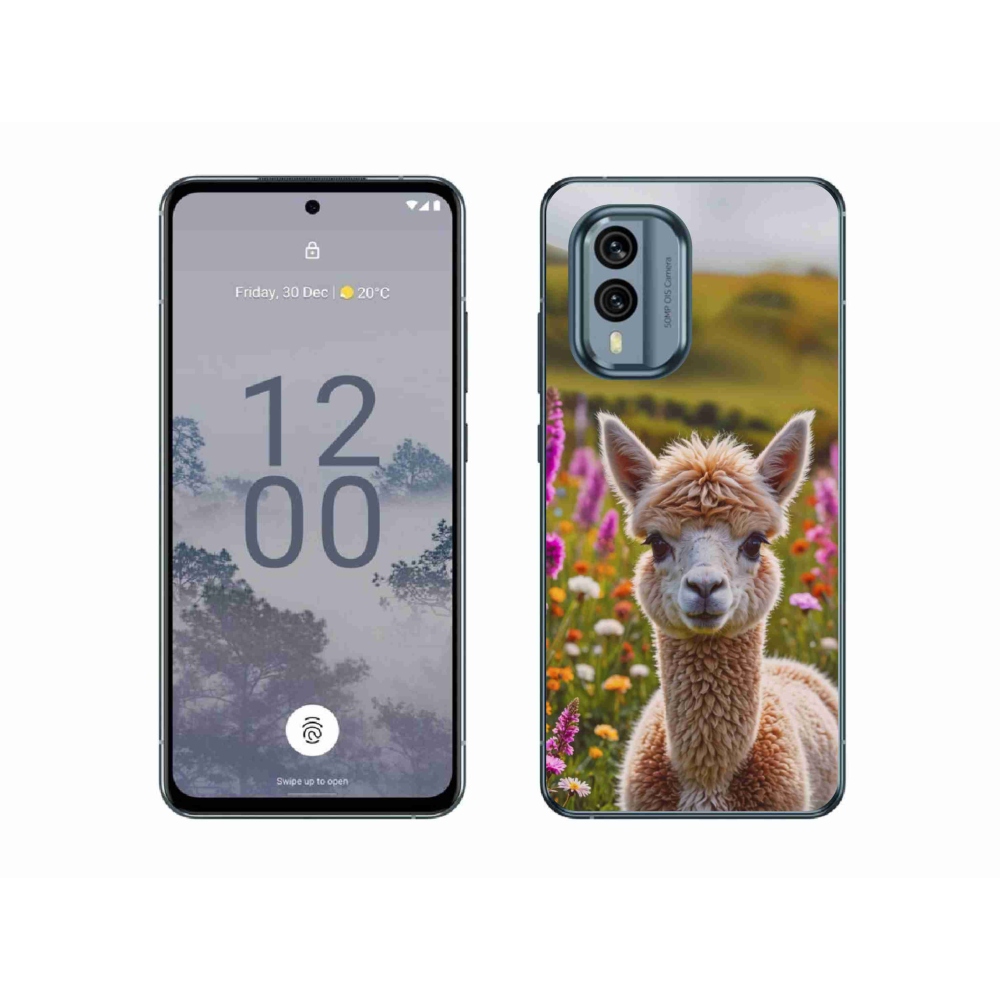 Gelový kryt mmCase na Nokia X30 5G - lama na louce