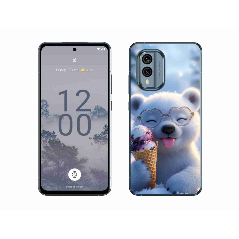 Gelový kryt mmCase na Nokia X30 5G - medvídek se zmrzlinou