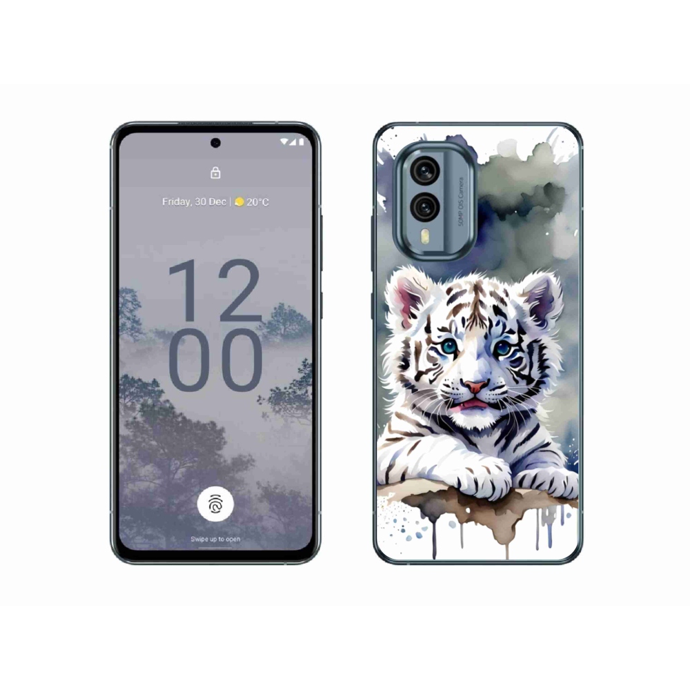 Gelový kryt mmCase na Nokia X30 5G - mládě bílého tygra
