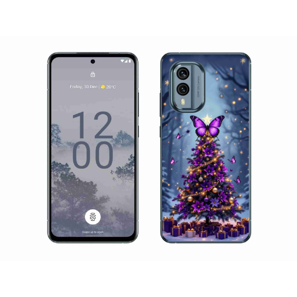 Gelový kryt mmCase na Nokia X30 5G - motýlí vánoční stromek