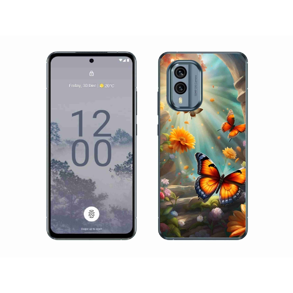 Gelový kryt mmCase na Nokia X30 5G - motýlí zahrada 2