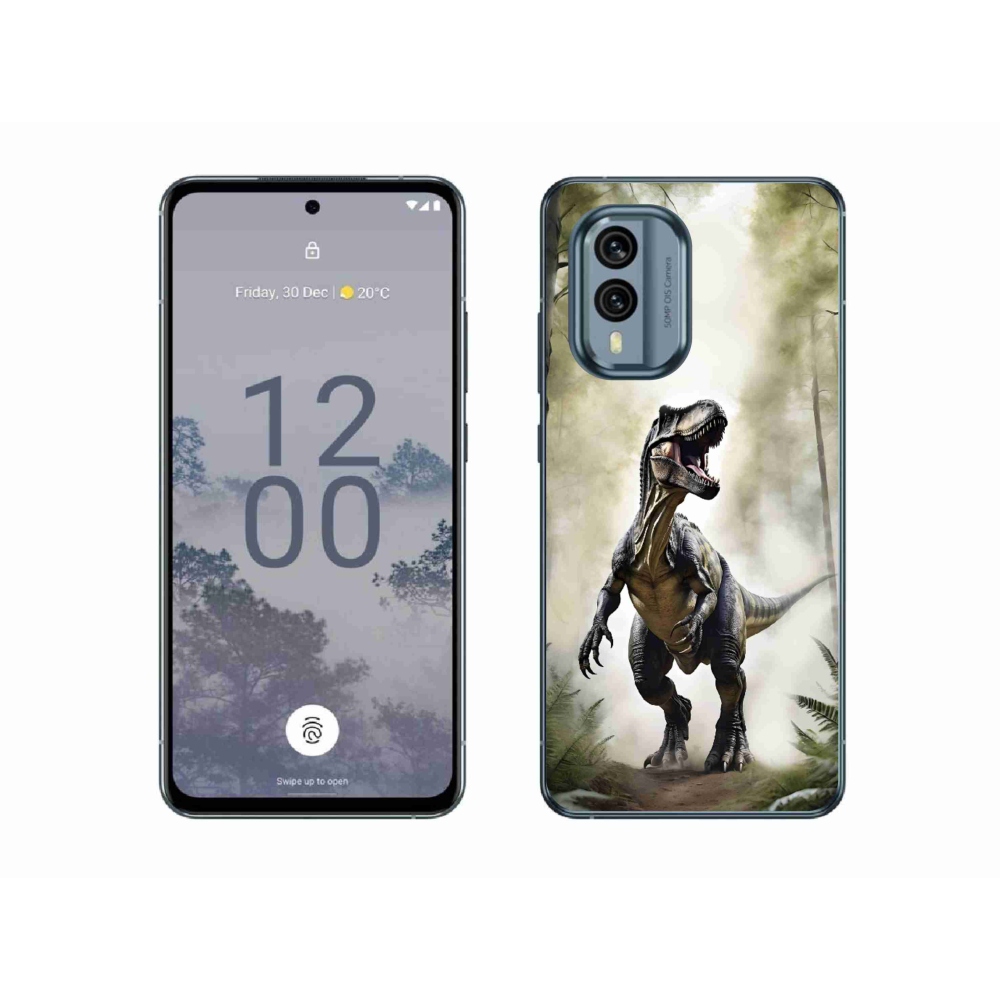 Gelový kryt mmCase na Nokia X30 5G - naštvaný T-Rex
