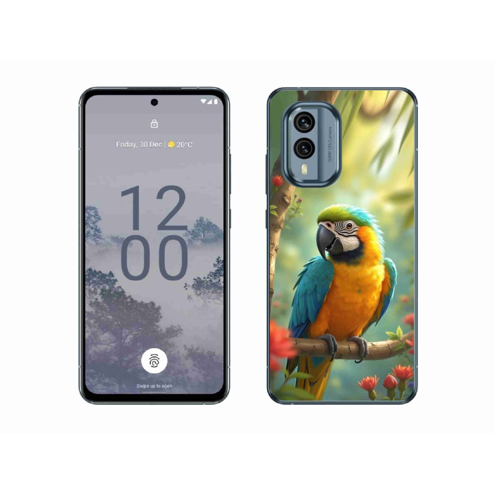 Gelový kryt mmCase na Nokia X30 5G - papoušek ara modrožlutá