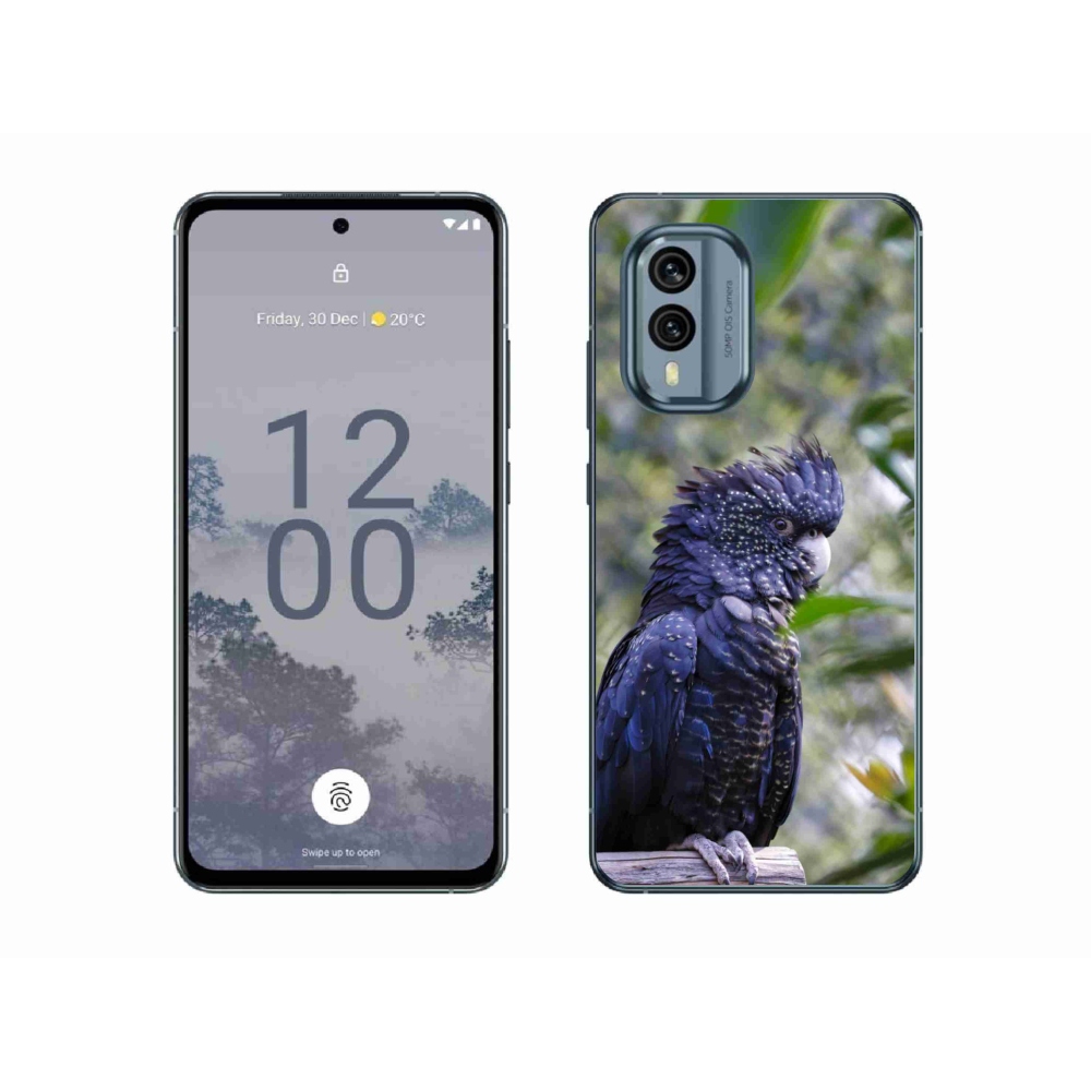 Gelový kryt mmCase na Nokia X30 5G - papoušek kakadu černý