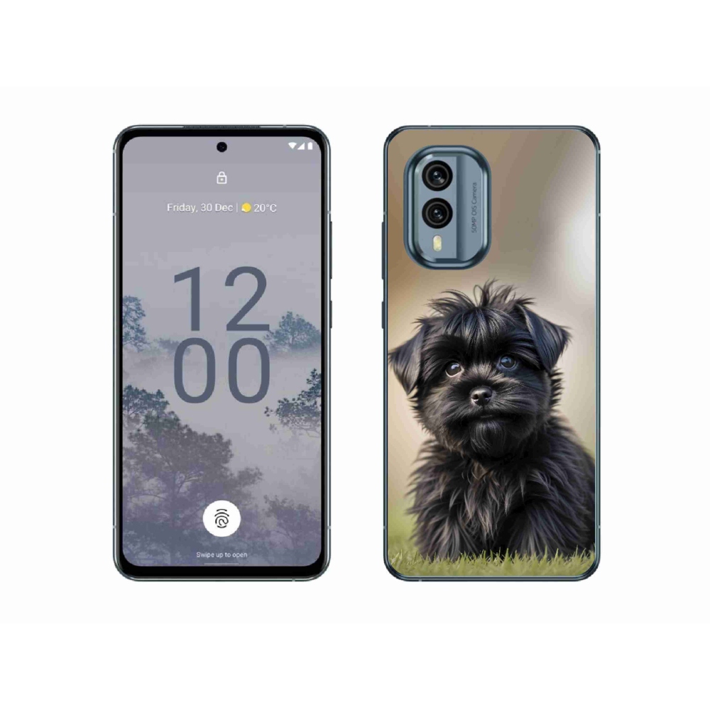 Gelový kryt mmCase na Nokia X30 5G - roztomilý černý pejsek