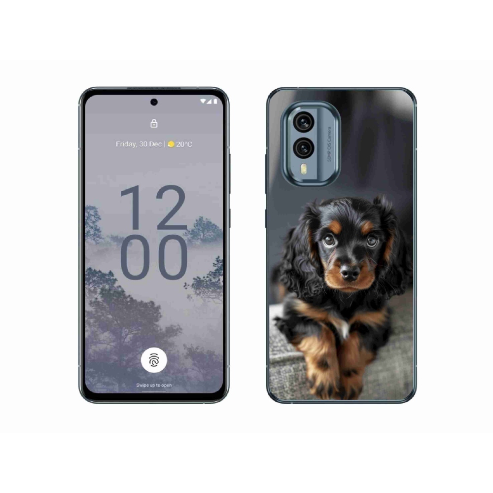 Gelový kryt mmCase na Nokia X30 5G - roztomilý dlouhosrstý jezevčík