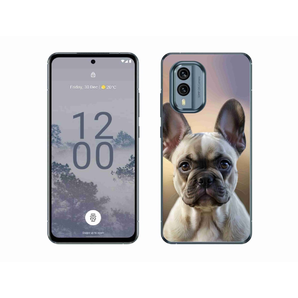 Gelový kryt mmCase na Nokia X30 5G - roztomilý francouzský buldoček
