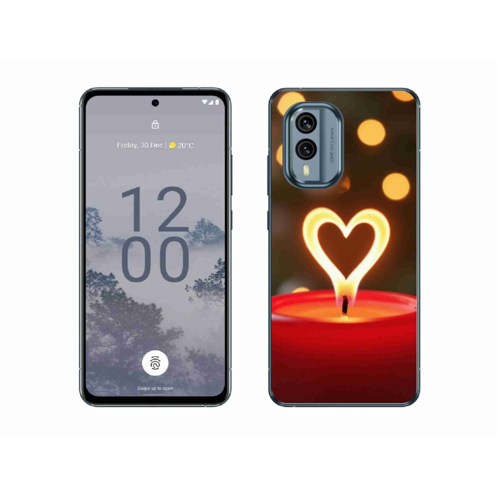 Gelový kryt mmCase na Nokia X30 5G - srdce z plamene