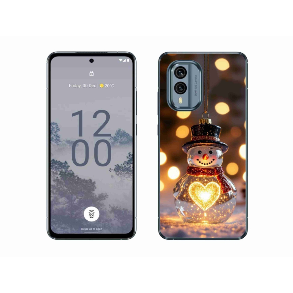 Gelový kryt mmCase na Nokia X30 5G - svítící vánoční sněhulák