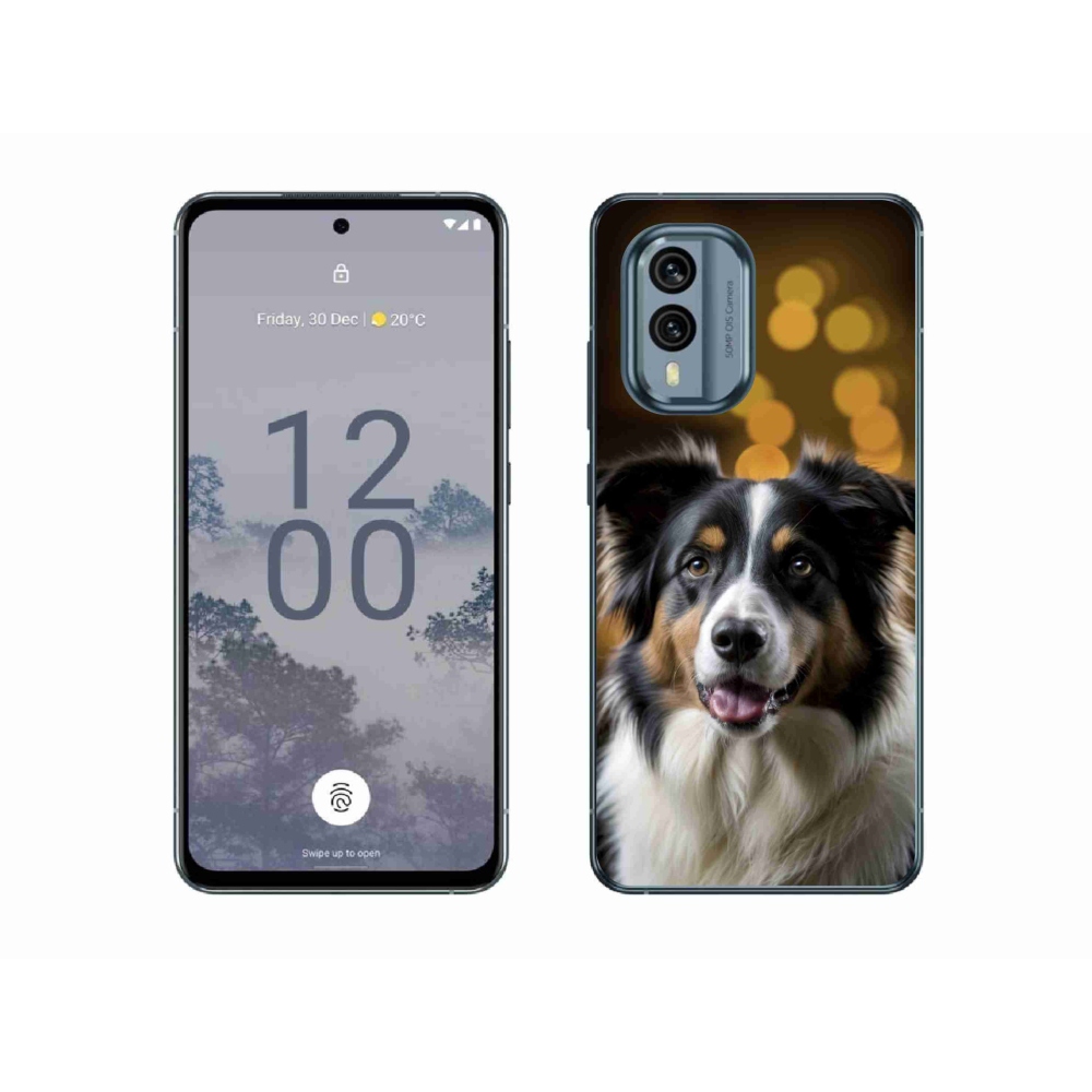 Gelový kryt mmCase na Nokia X30 5G - usměvavý australský ovčák
