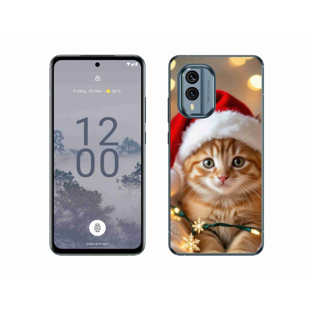 Gelový kryt mmCase na Nokia X30 5G - vánoční kotě