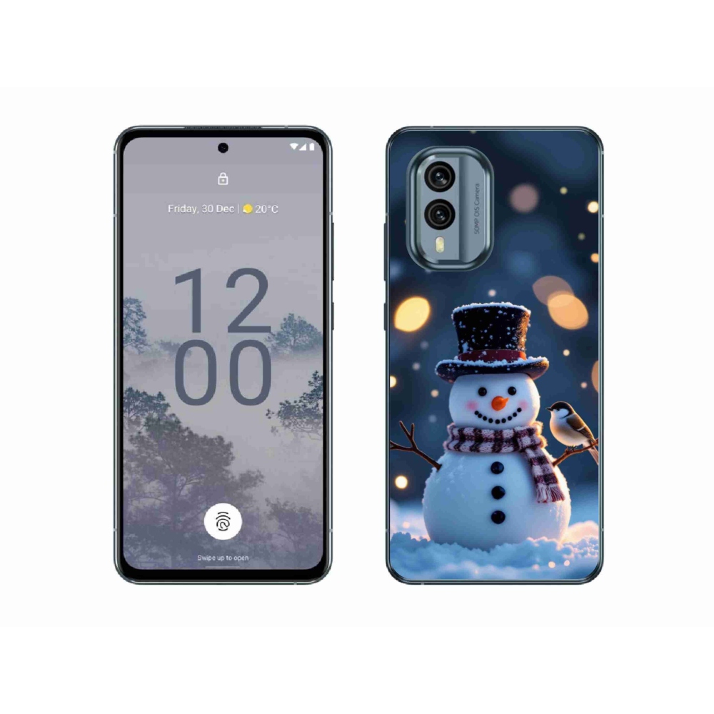 Gelový kryt mmCase na Nokia X30 5G - vánoční sněhulák