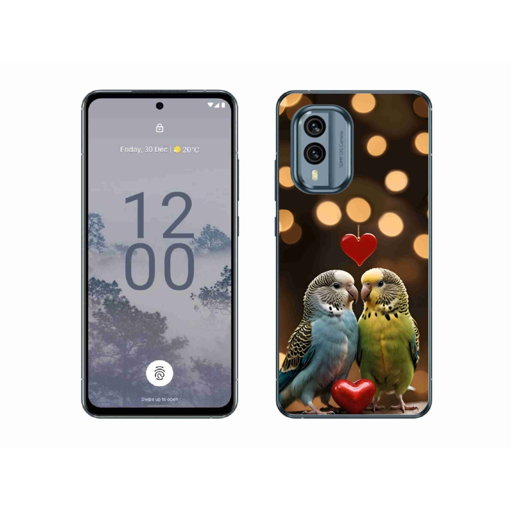 Gelový kryt mmCase na Nokia X30 5G - zamilovaní papoušci