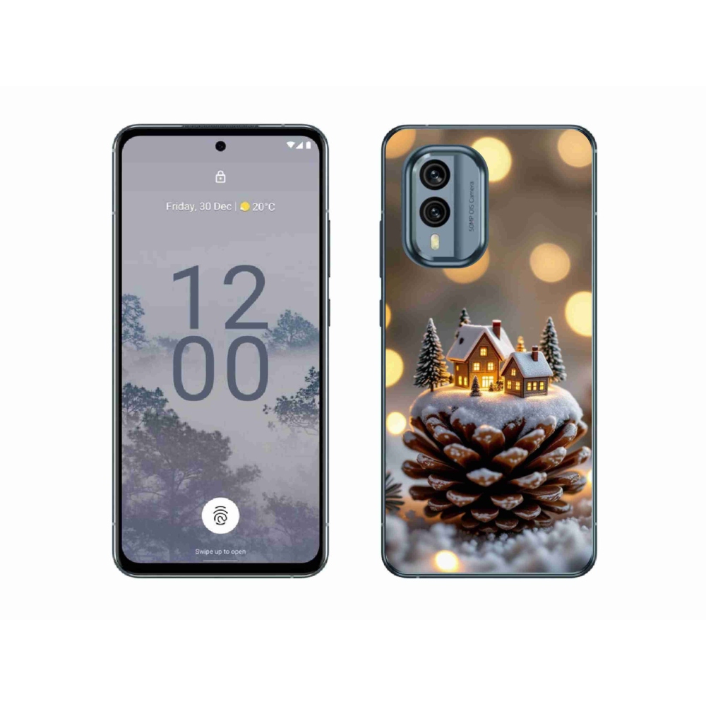 Gelový kryt mmCase na Nokia X30 5G - zimní vesnička