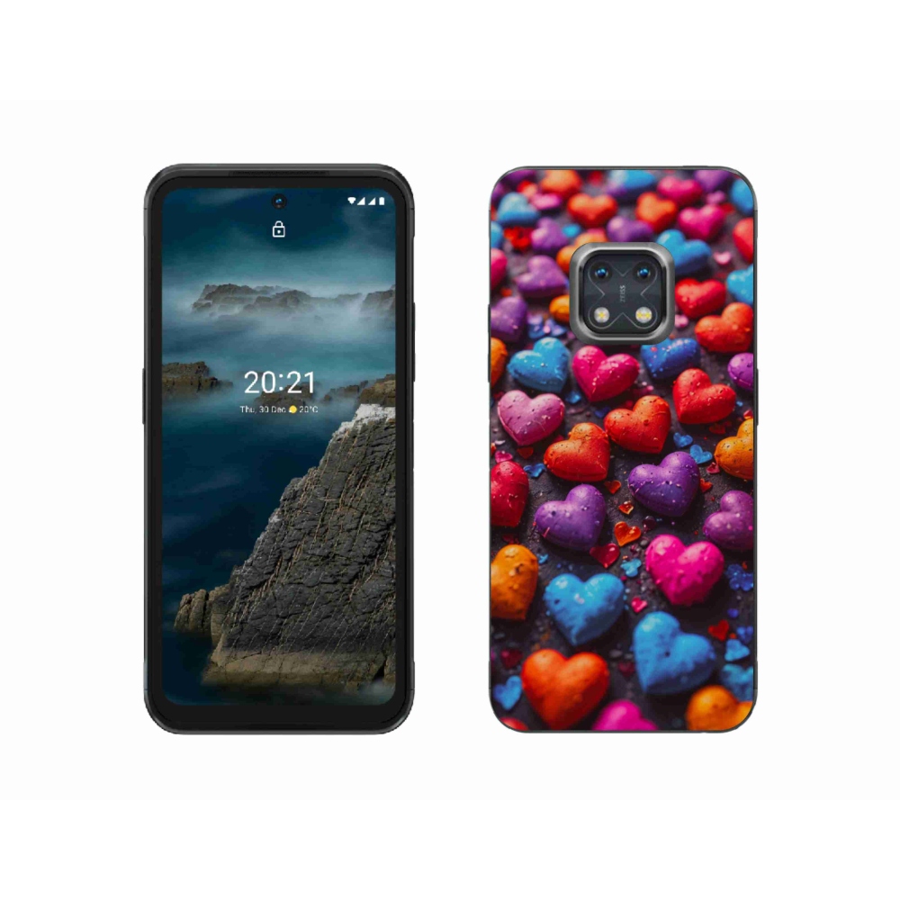 Gelový kryt mmCase na Nokia XR20 - barevná srdce