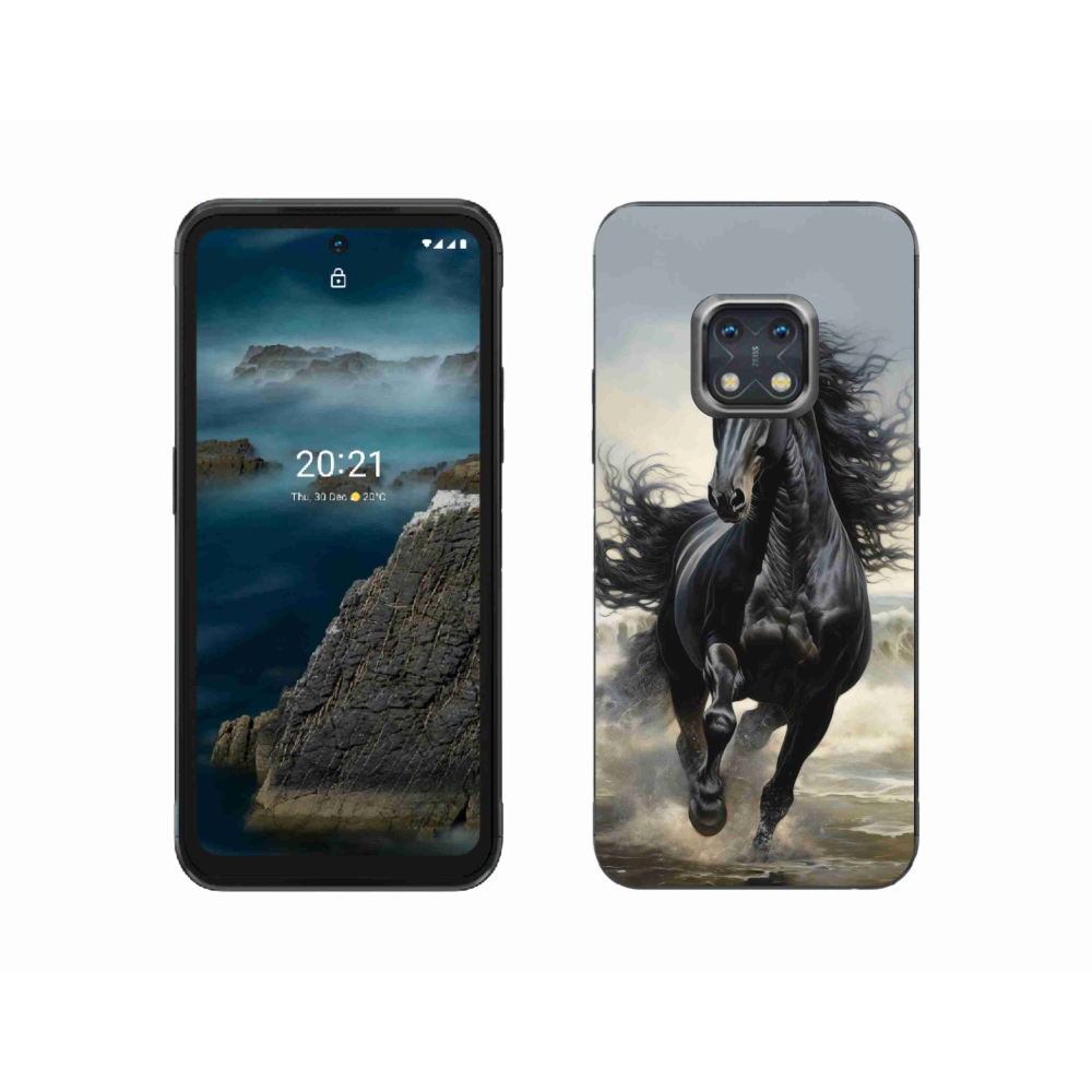 Gelový kryt mmCase na Nokia XR20 - běžící černý kůň