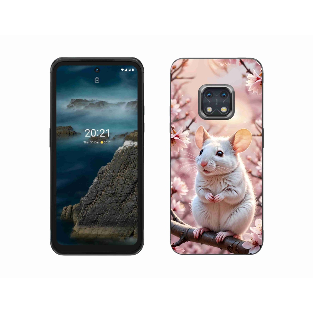Gelový kryt mmCase na Nokia XR20 - bílá myš na větvi