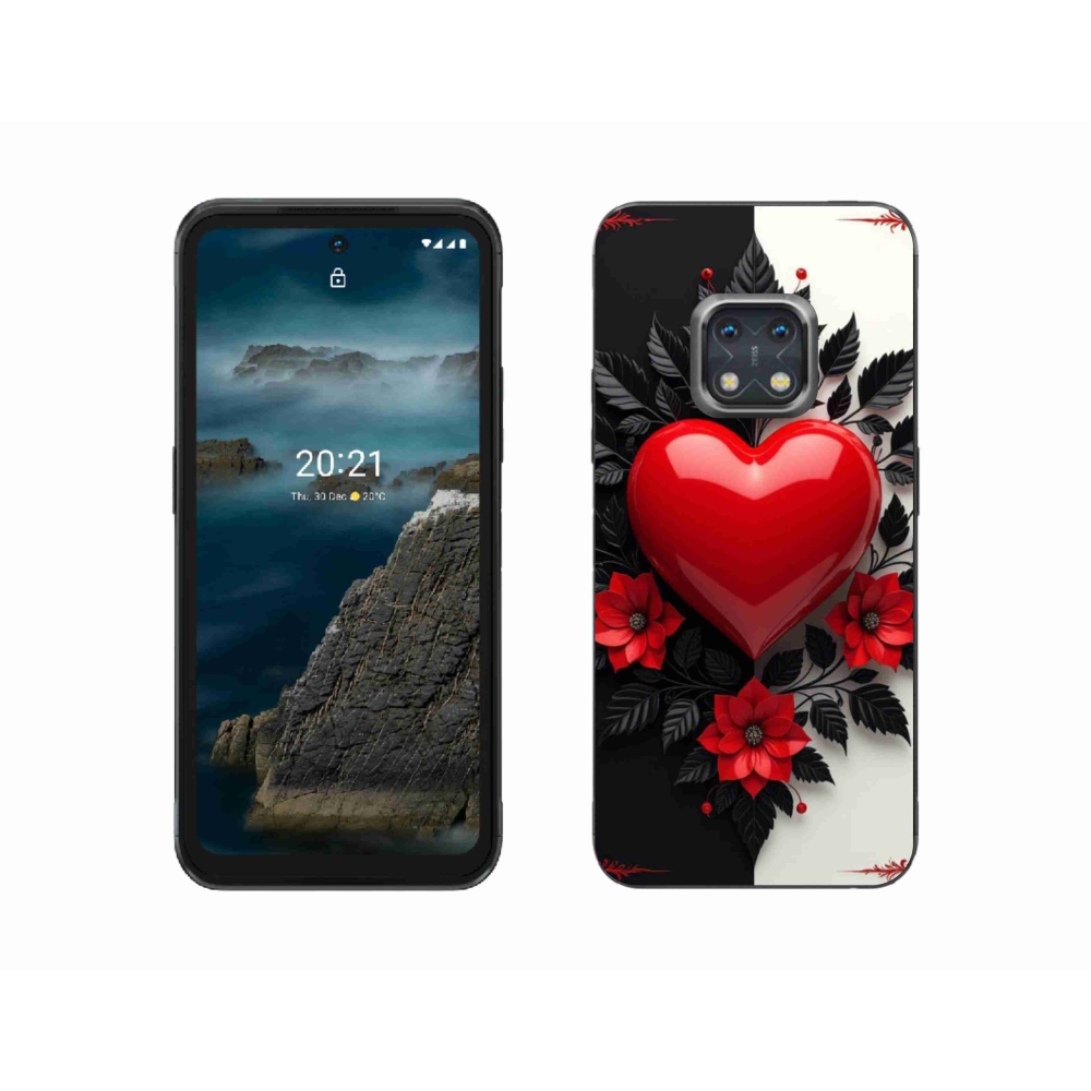Gelový kryt mmCase na Nokia XR20 - červené srdce