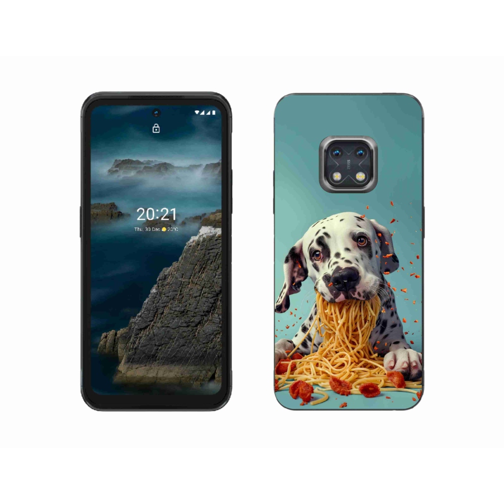 Gelový kryt mmCase na Nokia XR20 - dalmatin a špagety