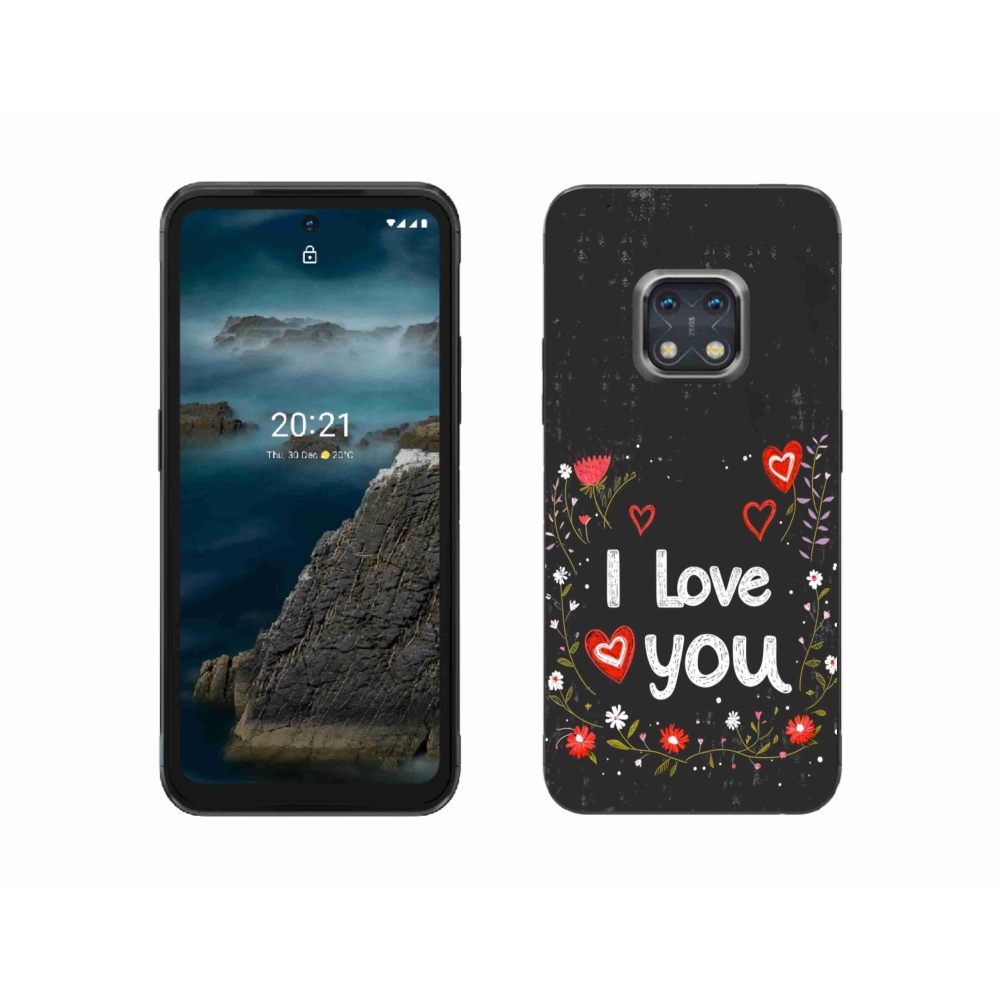 Gelový kryt mmCase na Nokia XR20 - I love you černé pozadí