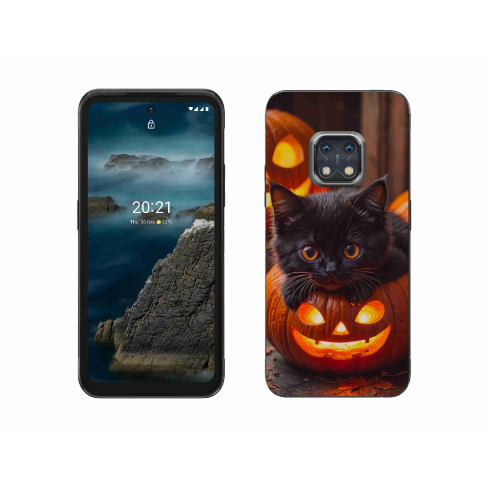 Gelový kryt mmCase na Nokia XR20 - kotě a dýně