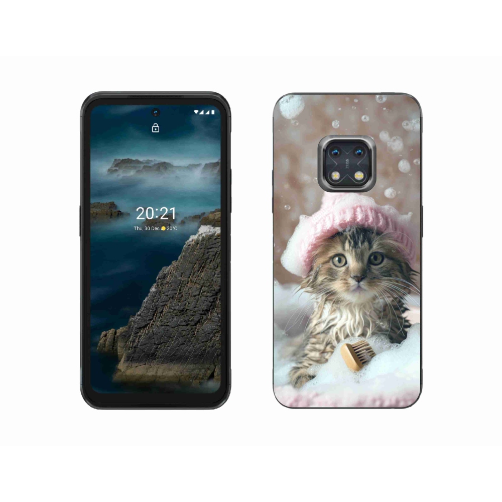 Gelový kryt mmCase na Nokia XR20 - kotě a koupel