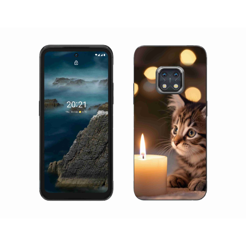 Gelový kryt mmCase na Nokia XR20 - kotě a svíčka