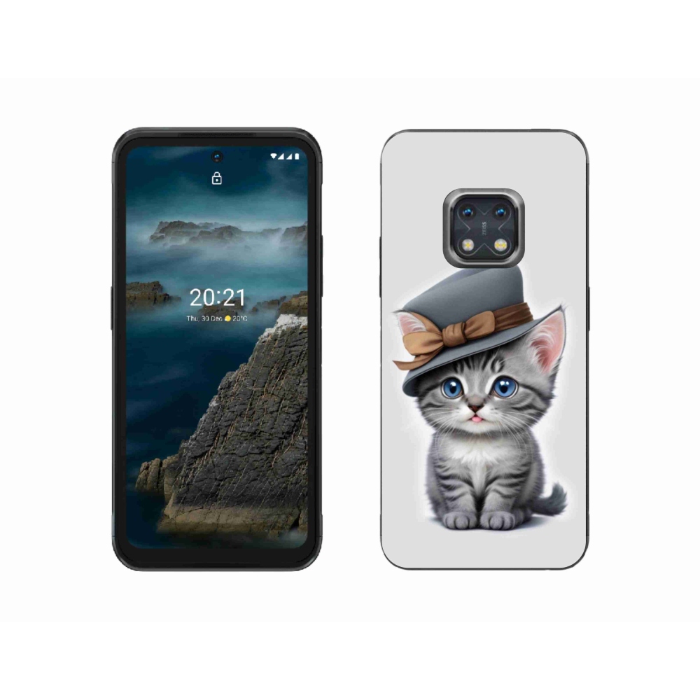 Gelový kryt mmCase na Nokia XR20 - kotě s kloboukem