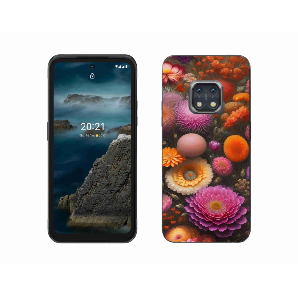 Gelový kryt mmCase na Nokia XR20 - květinová kompozice