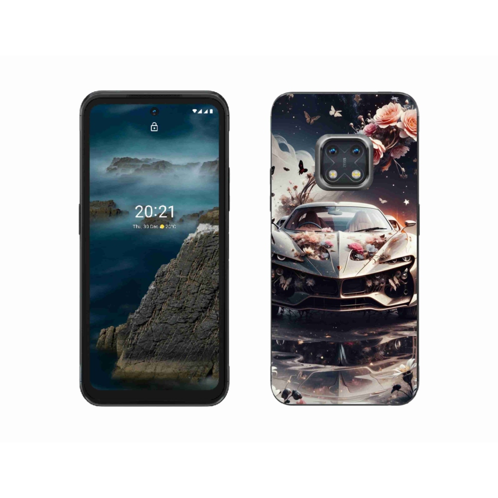 Gelový kryt mmCase na Nokia XR20 - květinový sportovní vůz