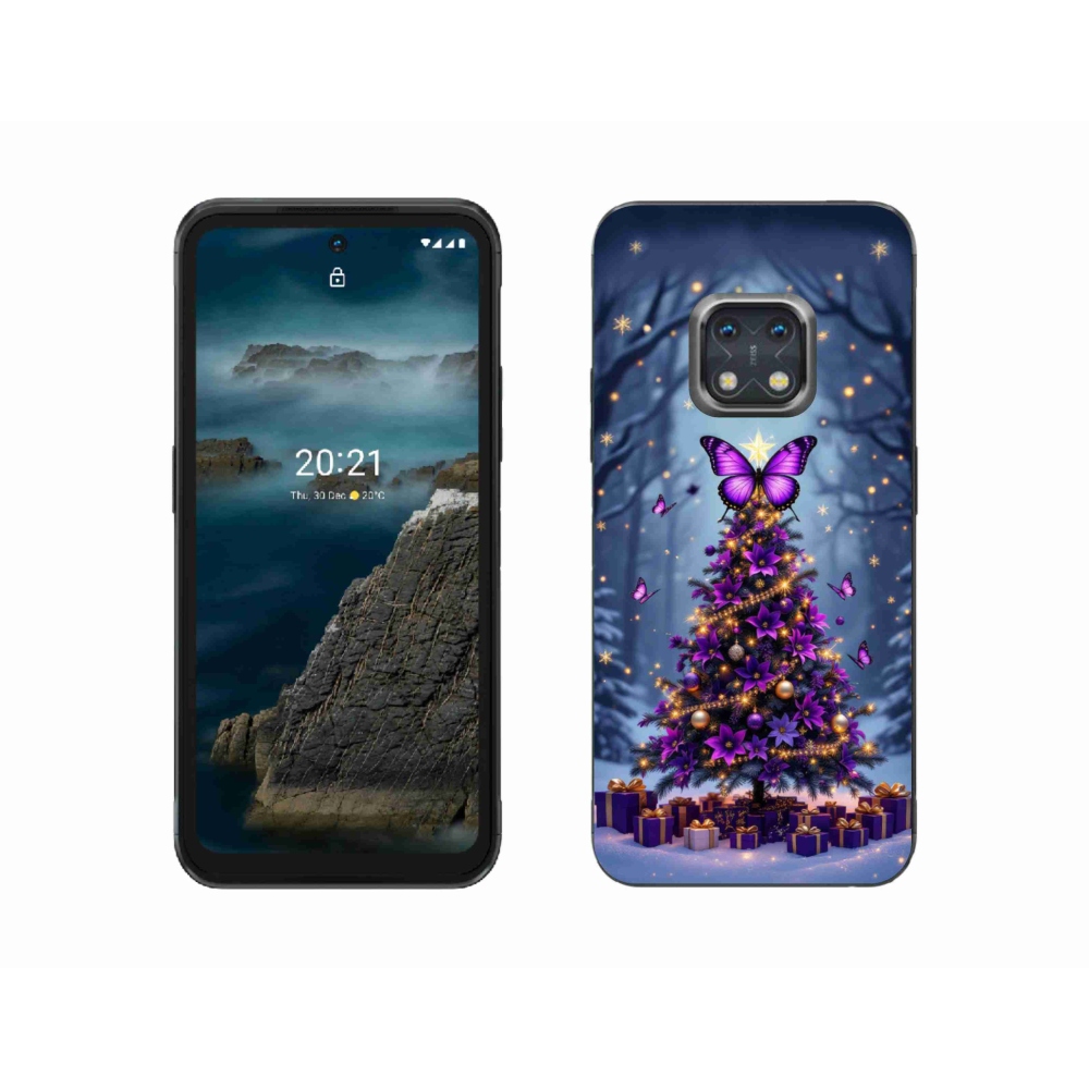 Gelový kryt mmCase na Nokia XR20 - motýlí vánoční stromek