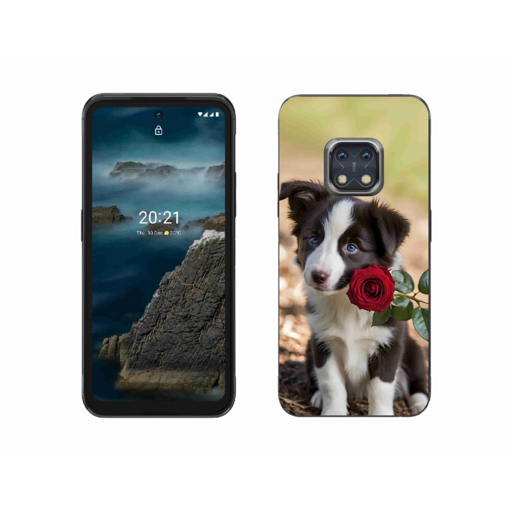 Gelový kryt mmCase na Nokia XR20 - roztomilá border kolie s růží