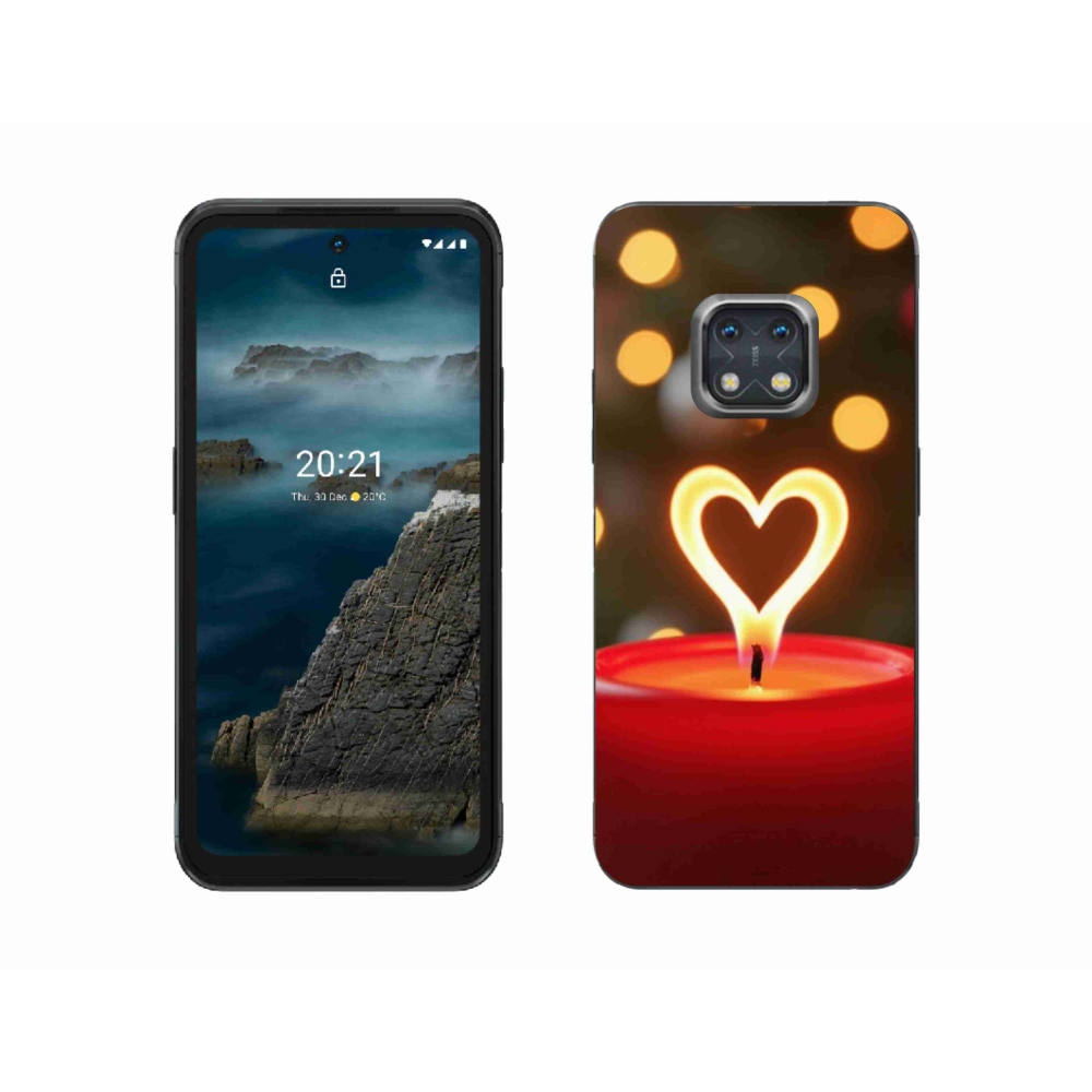 Gelový kryt mmCase na Nokia XR20 - srdce z plamene