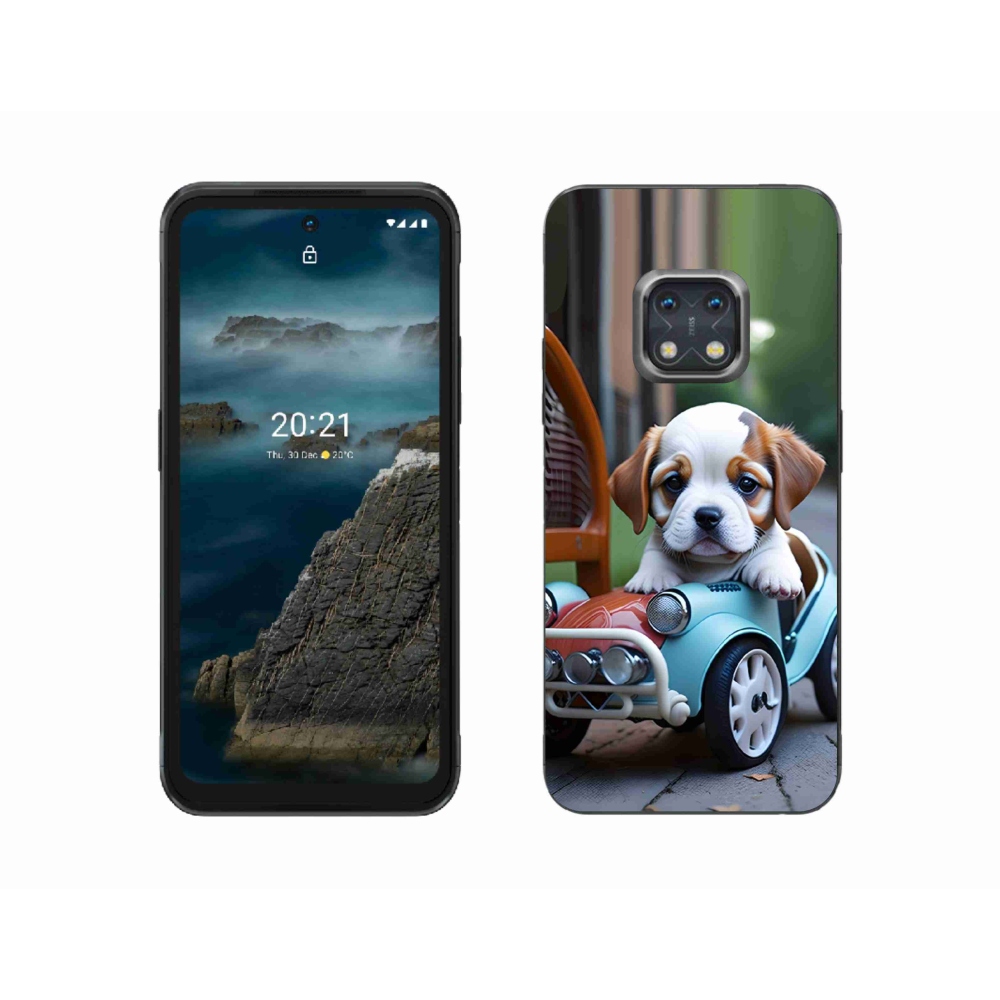 Gelový kryt mmCase na Nokia XR20 - štěně v retro autě