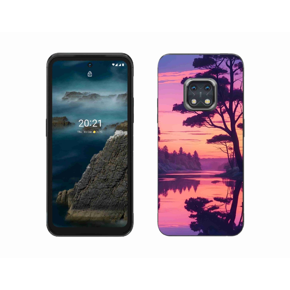 Gelový kryt mmCase na Nokia XR20 - západ slunce nad jezerem